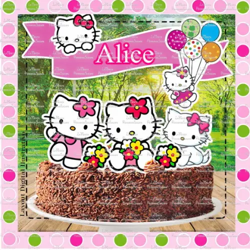 Topo de Bolo Hello kitty