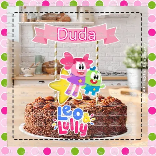 Topo de Bolo Leo e Lully
