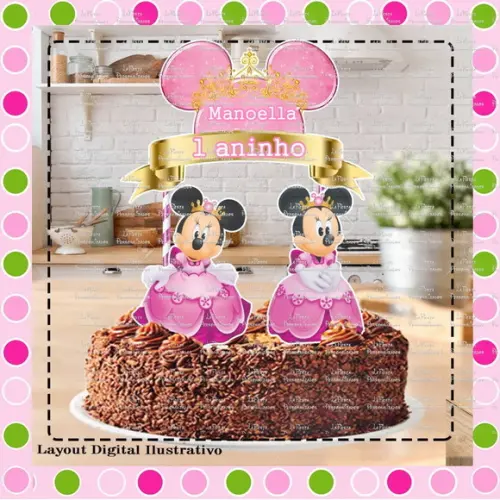 Topo de Bolo Minnie