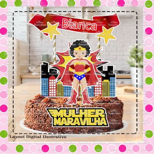 Topo de Bolo Mulher Maravilha