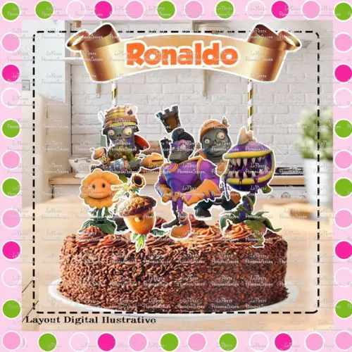 Topo de Bolo Plants Vs. Zombies