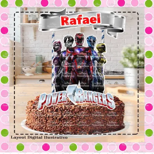 Topo de Bolo Power Rangers