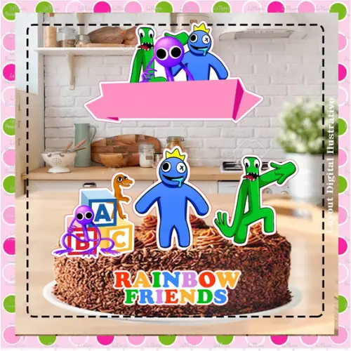 Topo de Bolo Rainbow Friends