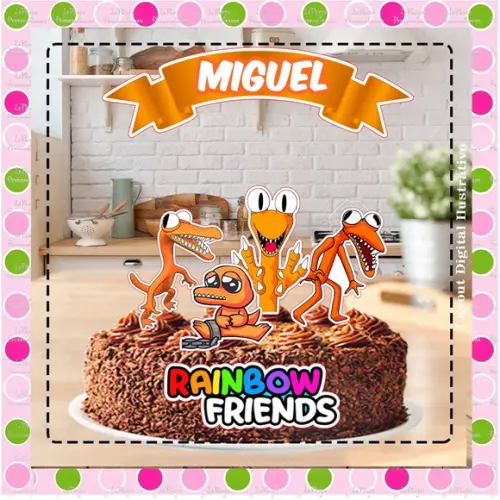 Topo de Bolo Rainbow Friends