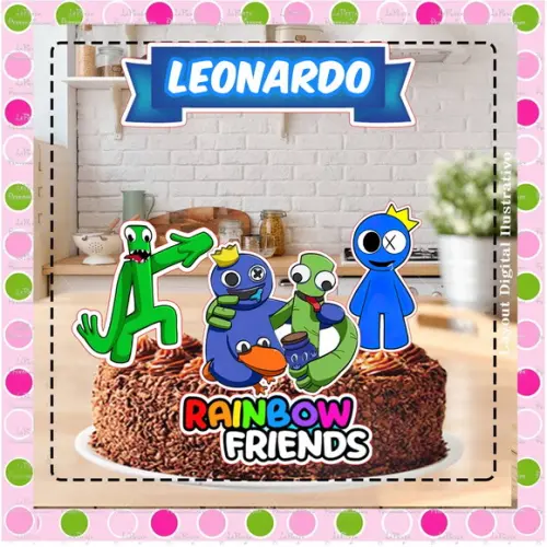 Topo de Bolo Rainbow Friends