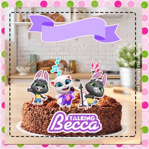 Topo de Bolo Talking Becca - Talking Tom & Friends