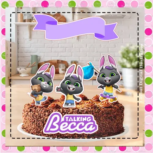 Topo de Bolo Talking Becca - Talking Tom & Friends
