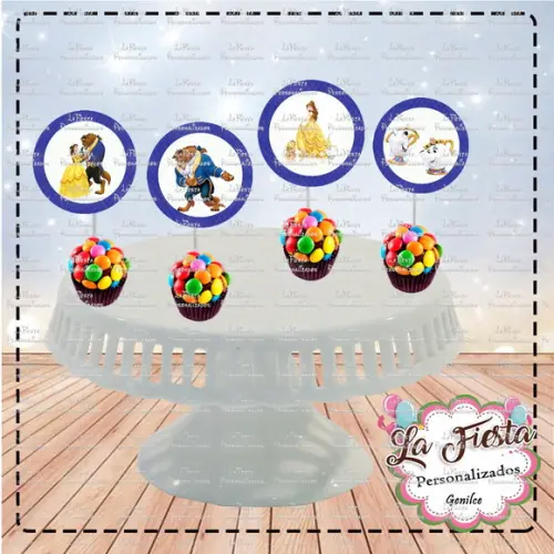 Toppers para docinho A Bela e a fera