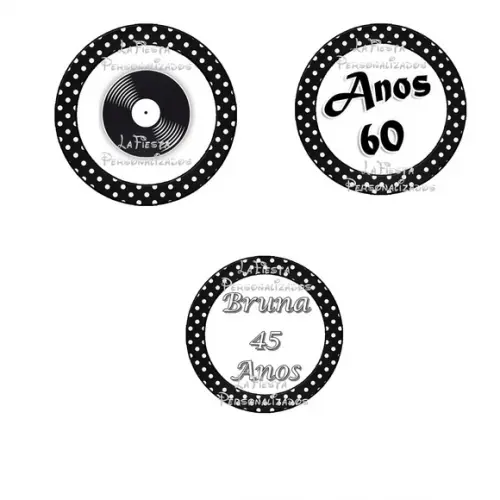 Toppers para Docinho Anos 60