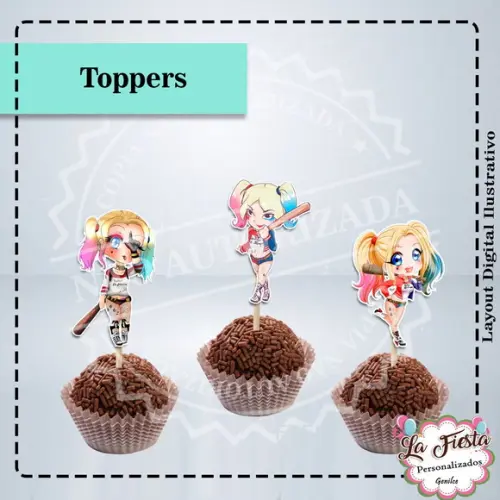 Toppers para Docinho Arlequina