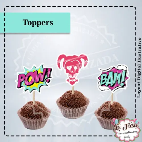 Toppers para docinho Arlequina