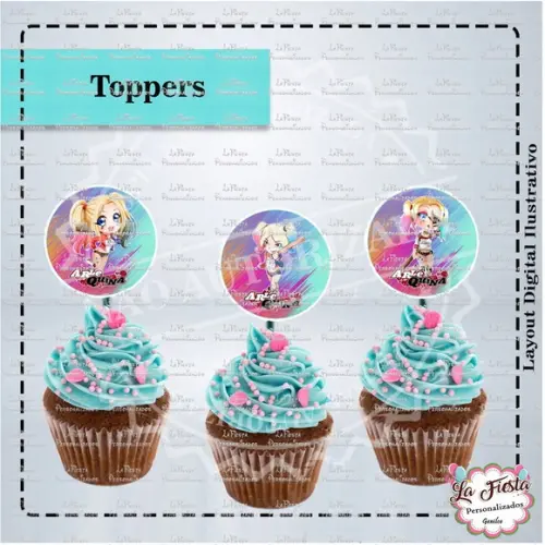 Toppers para docinho Arlequina