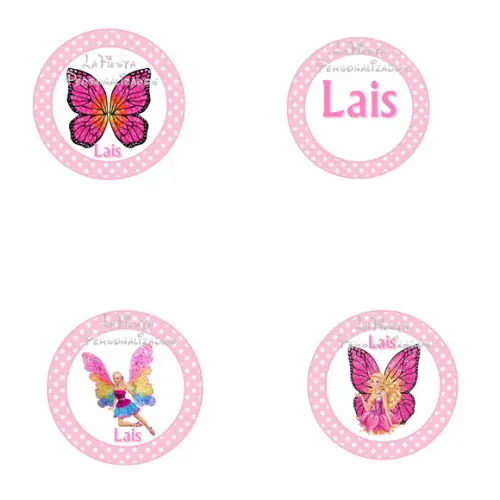 Toppers para Docinho Barbie Butterfly