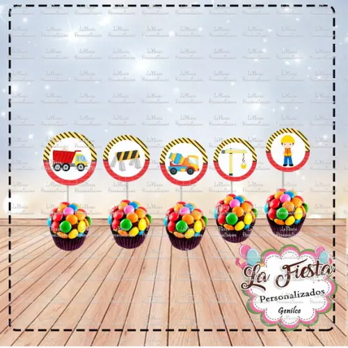 Toppers para docinho Construtor