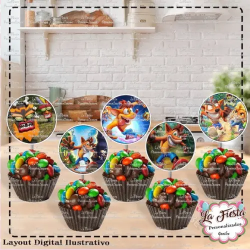 Toppers para Docinho Crash Bandicoot