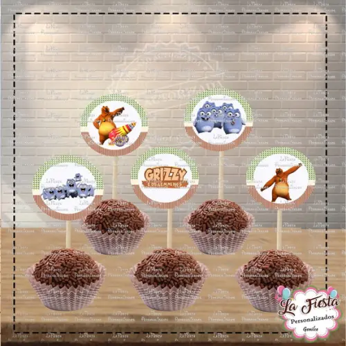 Toppers para Docinho Grizzy e os Lemmings