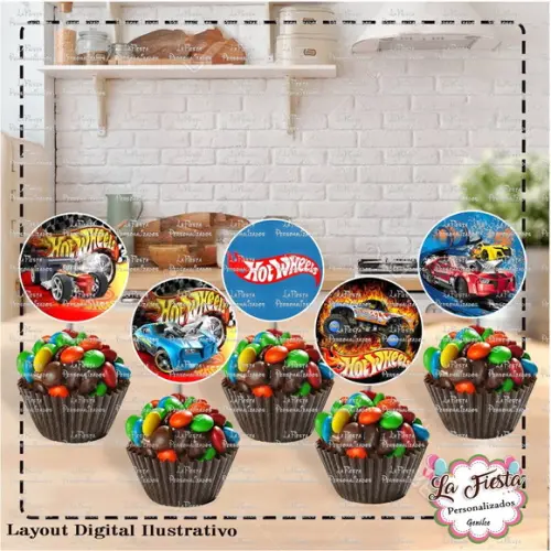 Toppers para docinho Hot Wheels