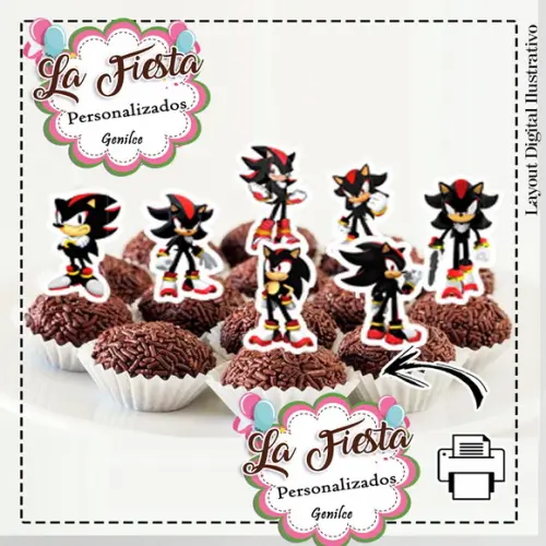 Toppers para Docinho Sonic Shadow