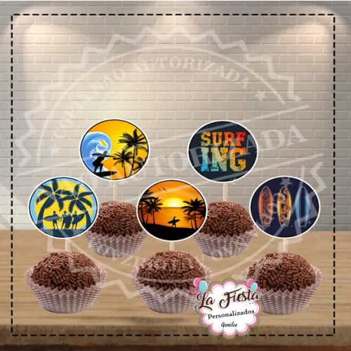 Toppers para Docinho Surfista / Surf