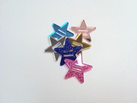 Passante de Elástico Chato Estrela- Acrílico - Pct 50 un