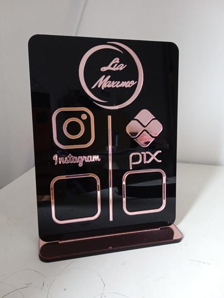 Display Pix Instagram Qr Code Acrílíco Espelhado
