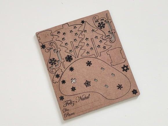 Cartão de Natal Pegue e Monte em mdf Kit 3 Unidades