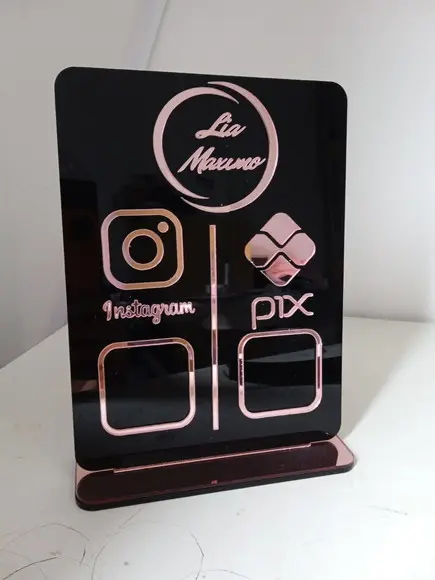 Display Pix Instagram Qr Code Acrílíco Espelhado