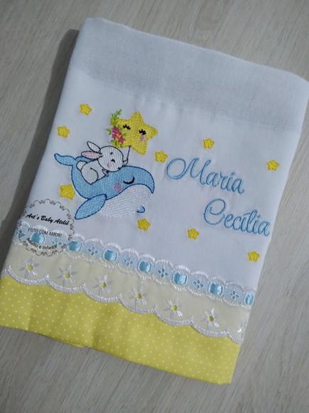 Fralda luxo grande bordada
