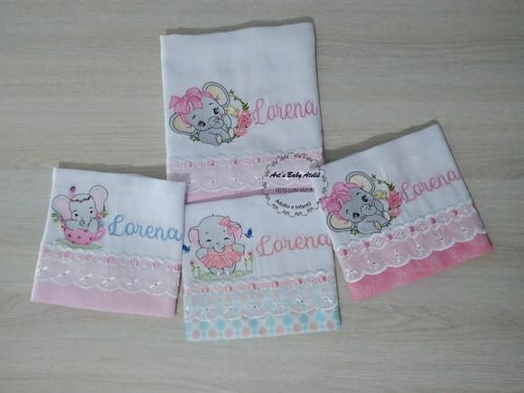 trio de boca com nome + fralda grande luxo