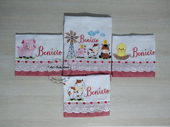 trio de boca com nome + fralda grande luxo