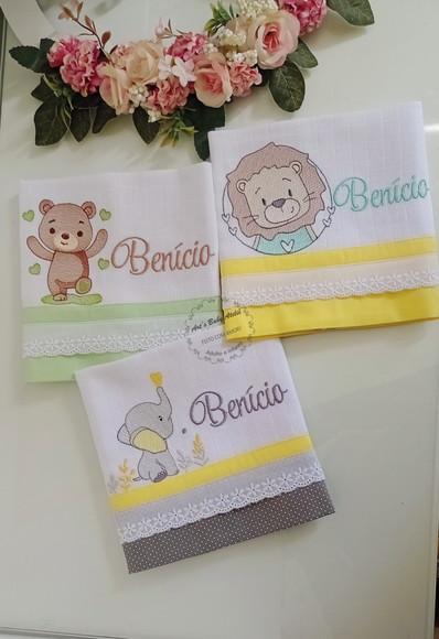 Trio Fralda de Boca Bordada +nome*