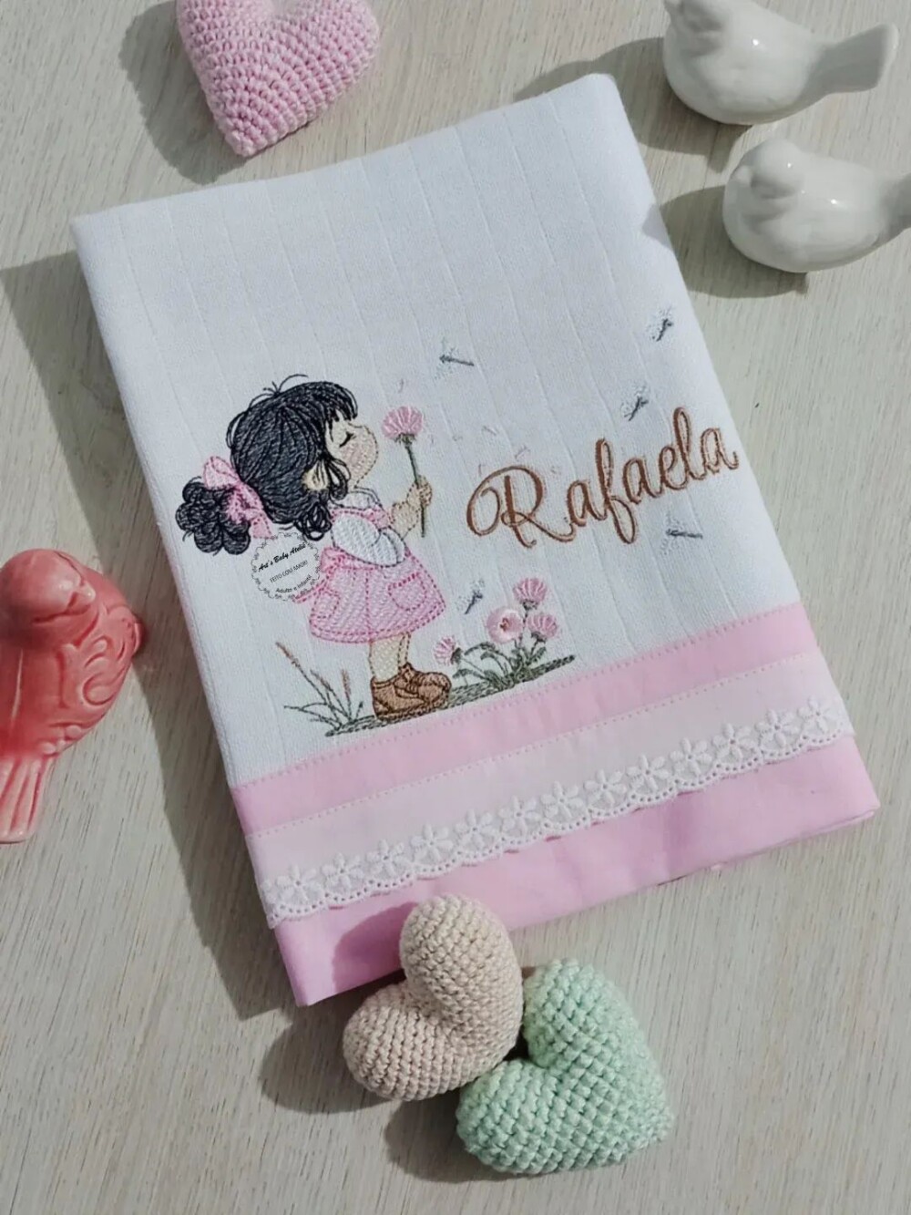 Fralda luxo grande bordada