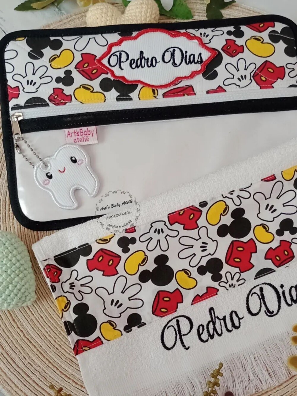Porta Escova e Pasta de Dente c/ Toalhinha