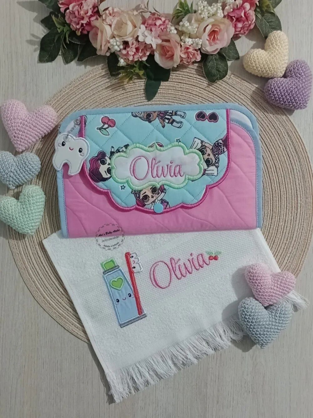 Kit Higiene Escolar Infantil Personalizado com Nome Bordado | Por