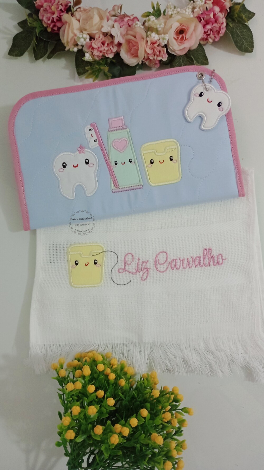 Kit Higiene Escolar Infantil Personalizado com Nome Bordado | Por