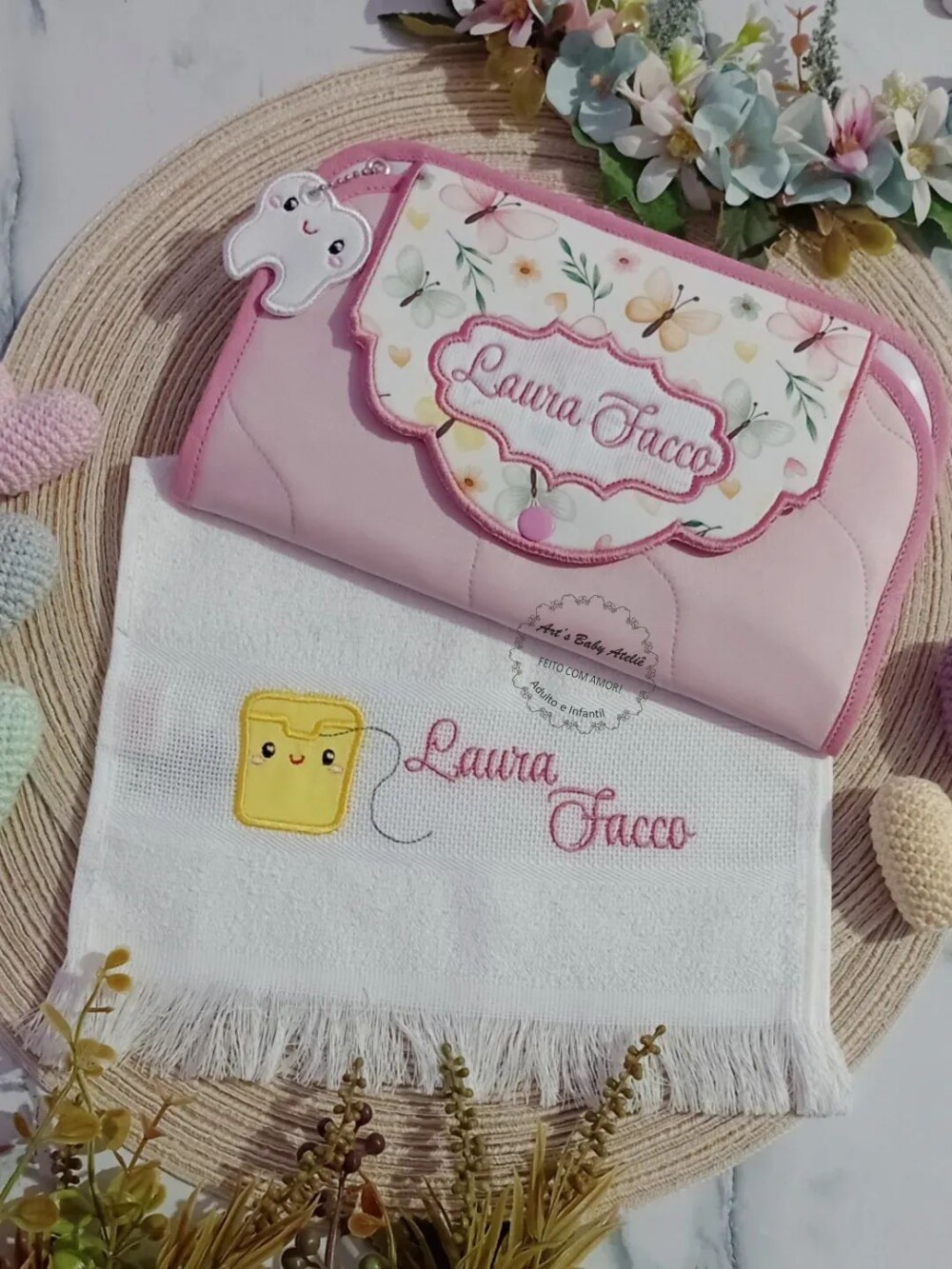 Kit Higiene Escolar Infantil Personalizado com Nome Bordado | Por