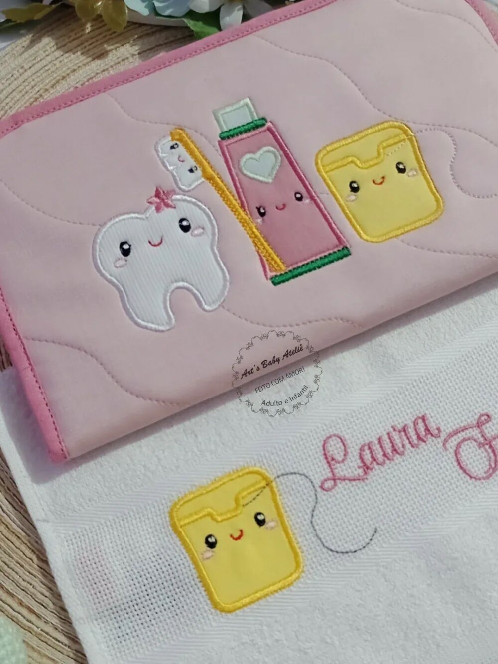 Kit Higiene Escolar Infantil Personalizado com Nome Bordado | Por