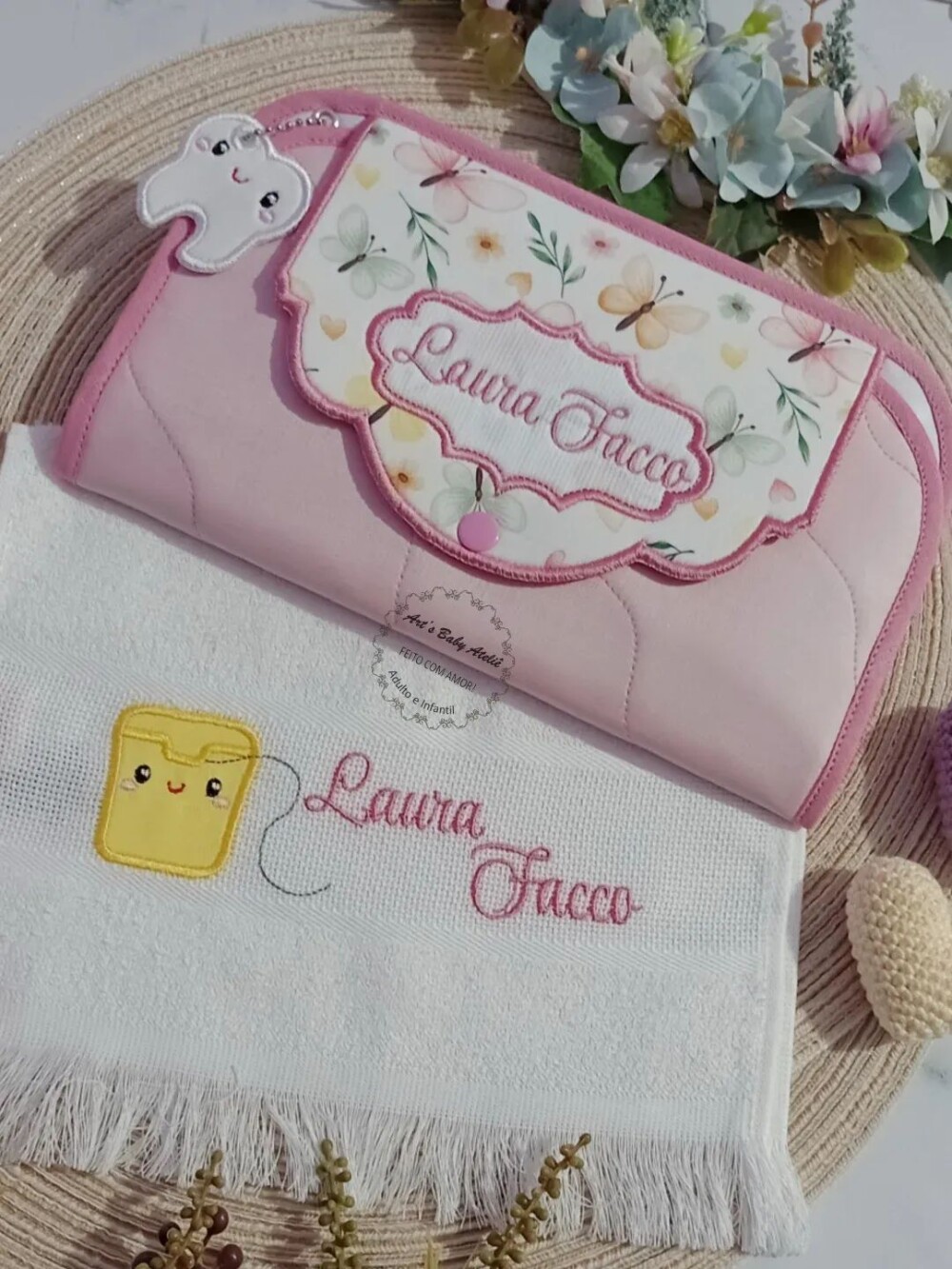Kit Higiene Escolar Infantil Personalizado com Nome Bordado | Por