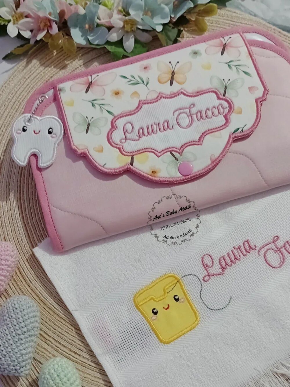 Kit Higiene Escolar Infantil Personalizado com Nome Bordado | Por