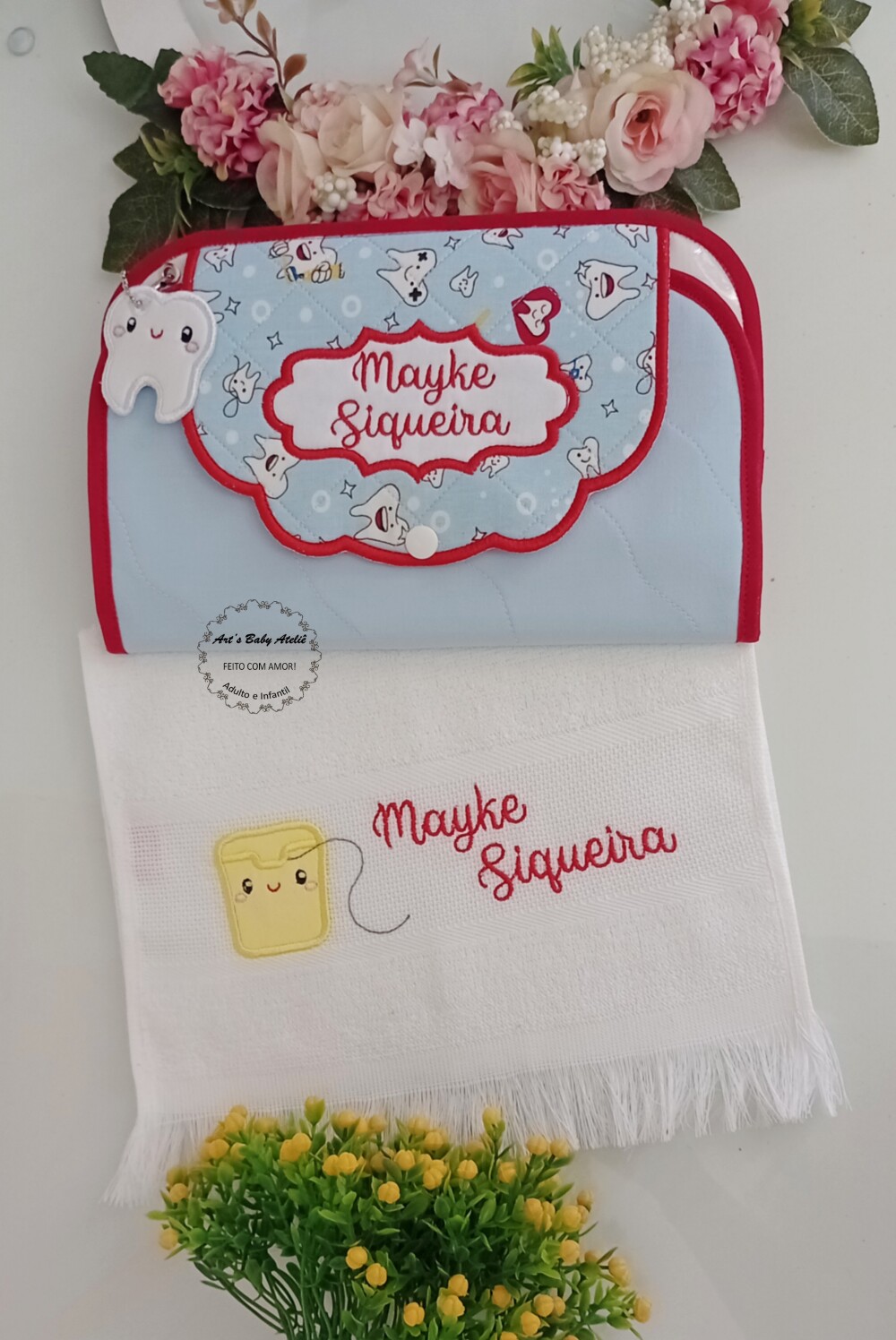 Kit Higiene Escolar Infantil Personalizado com Nome Bordado | Por