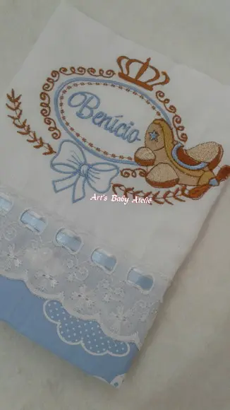 Fralda luxo grande bordada