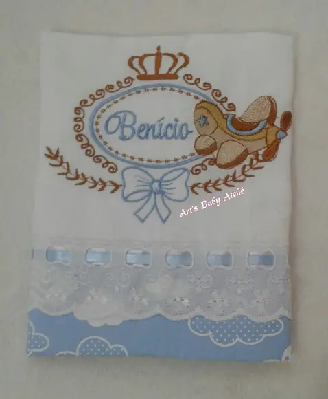 Fralda luxo grande bordada