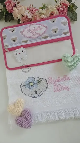 Porta Escova e Pasta de Dente c/ Toalhinha