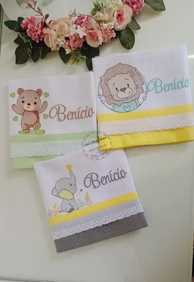 Trio Fralda de Boca Bordada +nome*