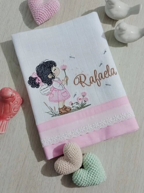 Fralda luxo grande bordada