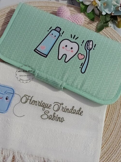 Porta Escova e Pasta de Dente c/ Toalhinha