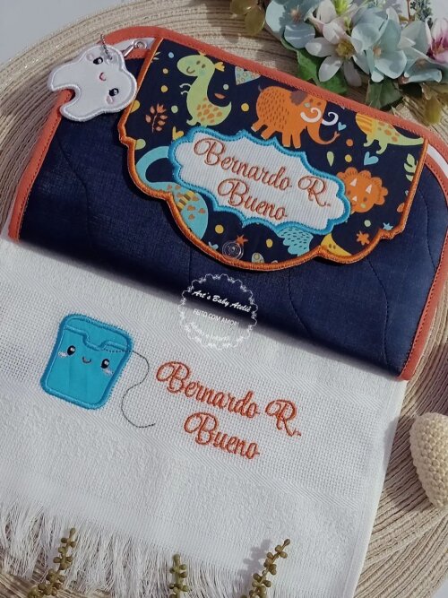 Kit Higiene Escolar Infantil Personalizado com Nome Bordado | Por