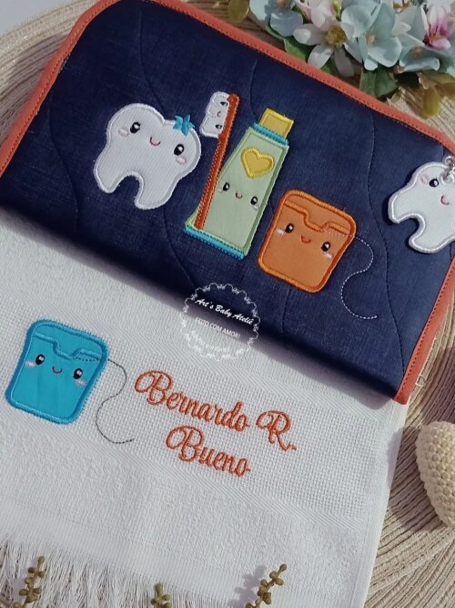 Kit Higiene Escolar Infantil Personalizado com Nome Bordado | Por