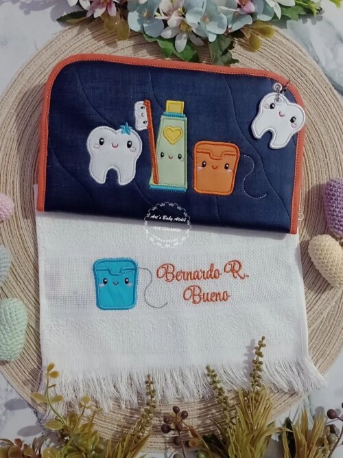 Kit Higiene Escolar Infantil Personalizado com Nome Bordado | Por
