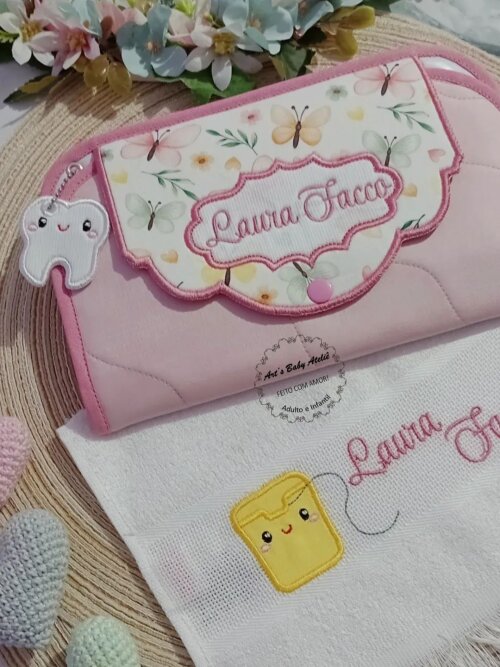 Kit Higiene Escolar Infantil Personalizado com Nome Bordado | Por